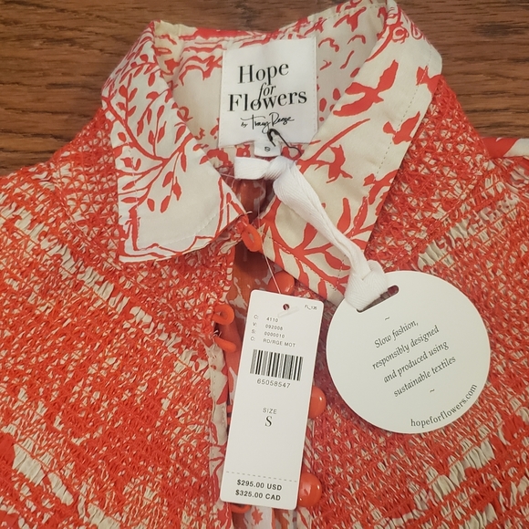 SOLD - NWT - Tracy Reese Hope for Flowers Smocked Blouse in Toile Print - Picture 6 of 7